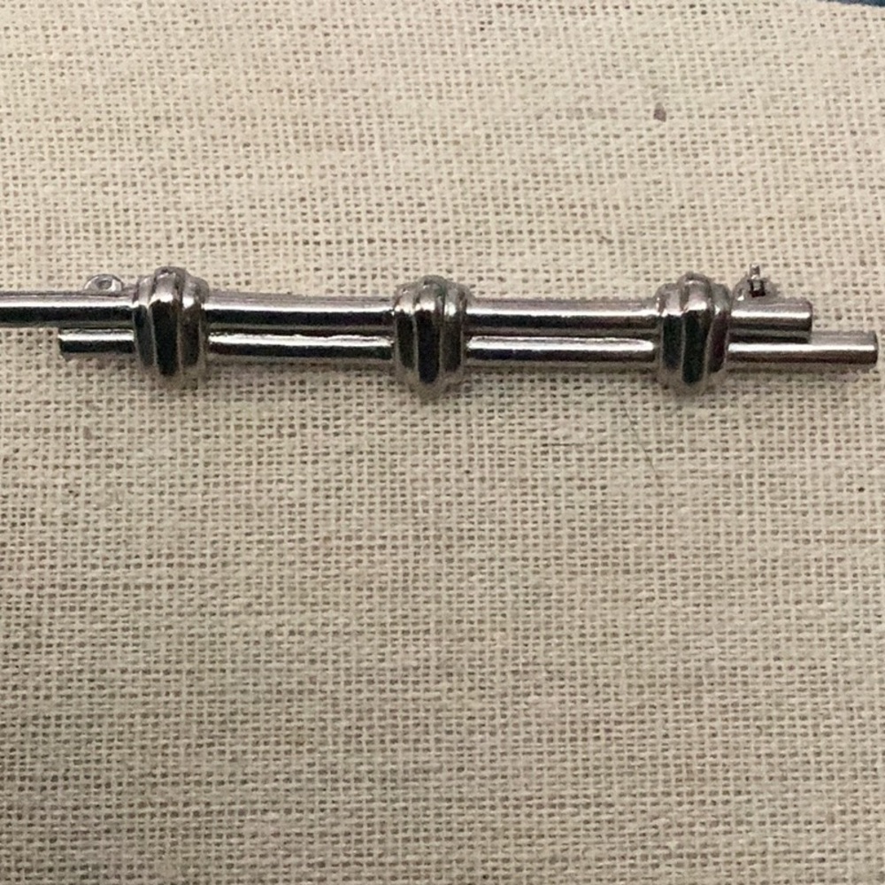 Vintage Omient Bamboo silvertone brooch 3” 0305